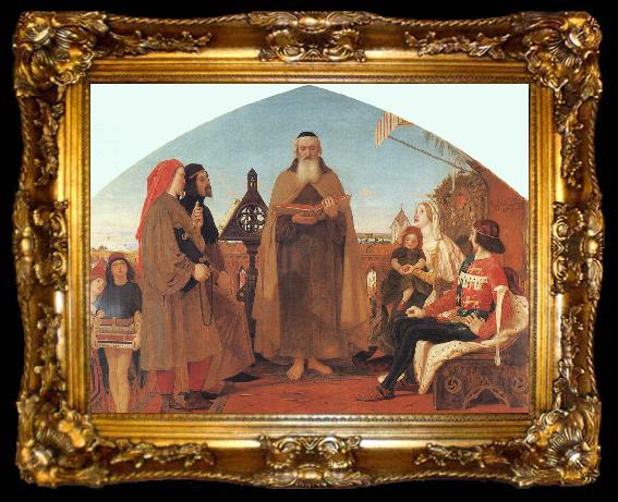 framed  Brown, Ford Madox Wycliffe Reading his Translation of the New Testament to his Protector- John of Gaunt, ta009-2